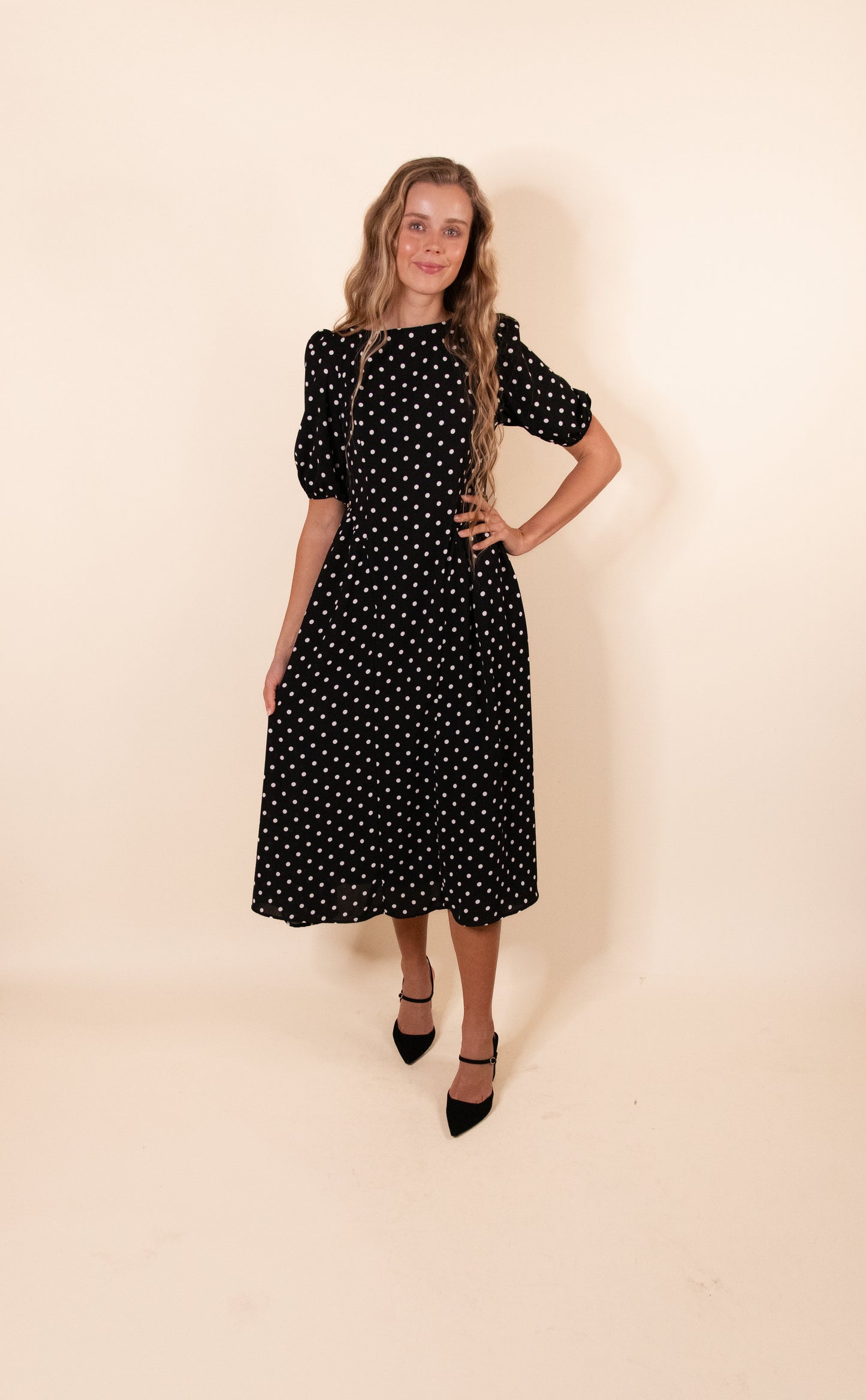 The Leah Polka Dot Dress in Black & White