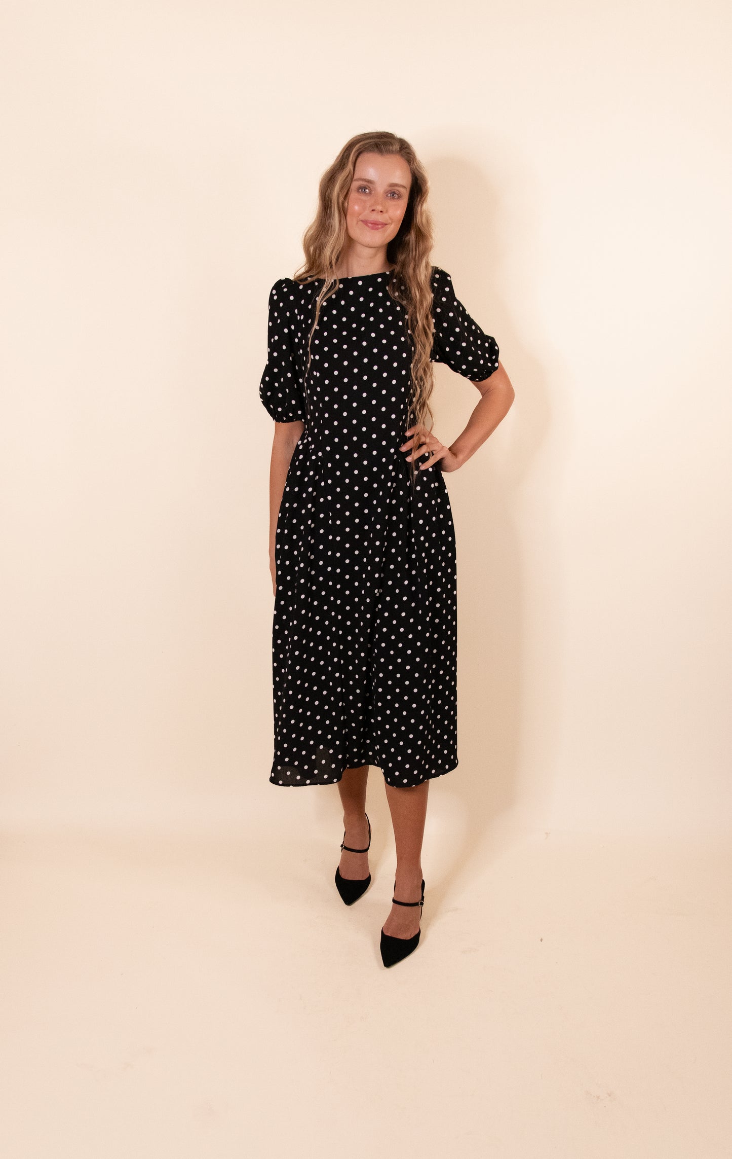 The Leah Polka Dot Dress in Black & White