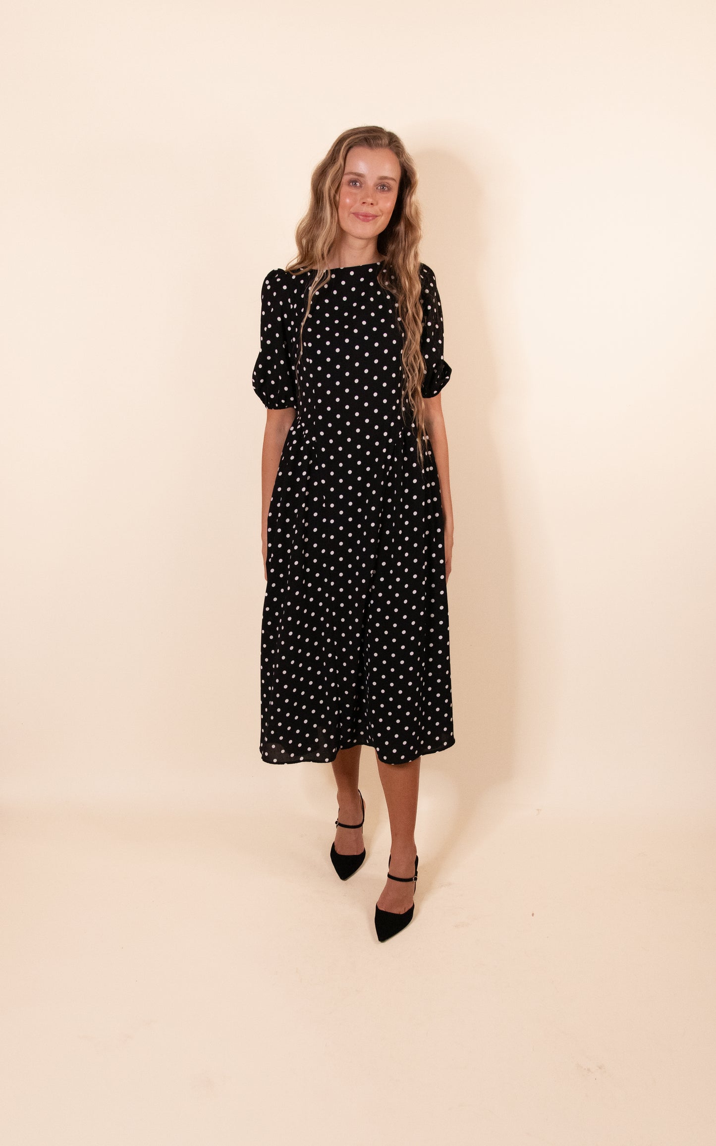 The Leah Polka Dot Dress in Black & White