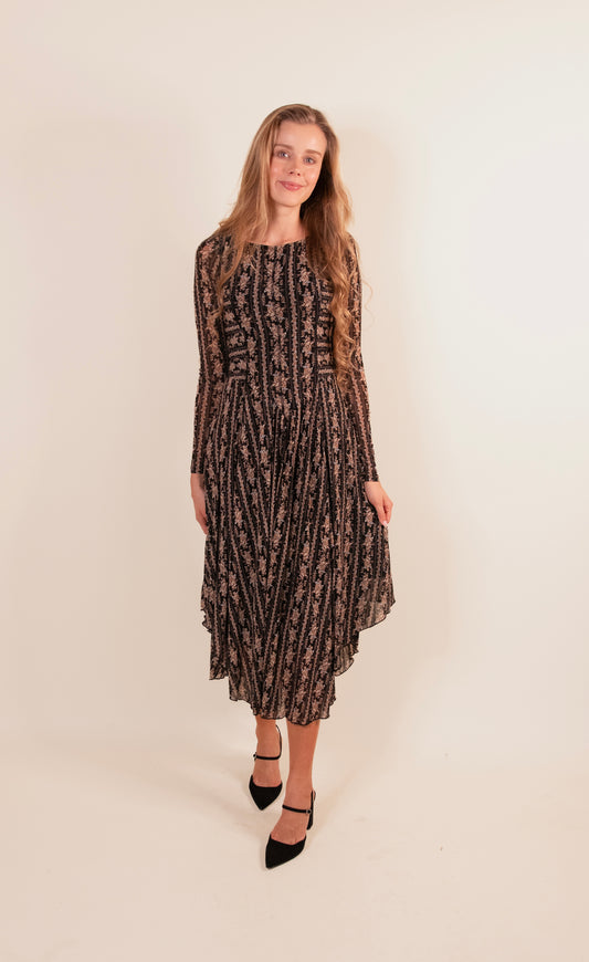 The Scarlett Drop Waist Mesh Dress in Black