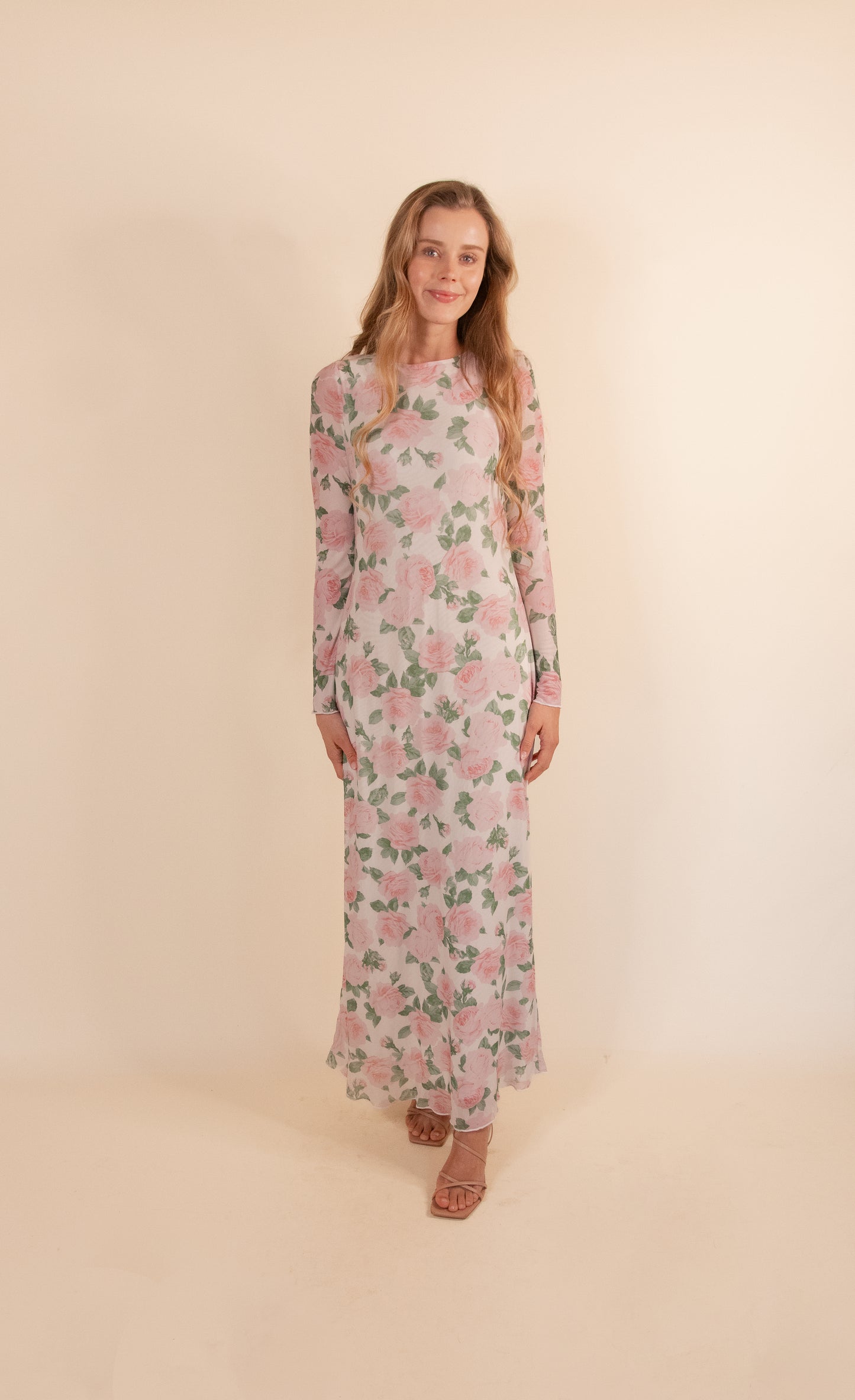 The Lola Mesh Maxi in Ivory Floral