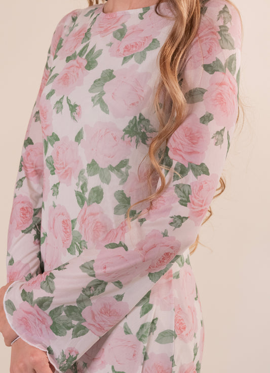 The Lola Mesh Maxi in Ivory Floral