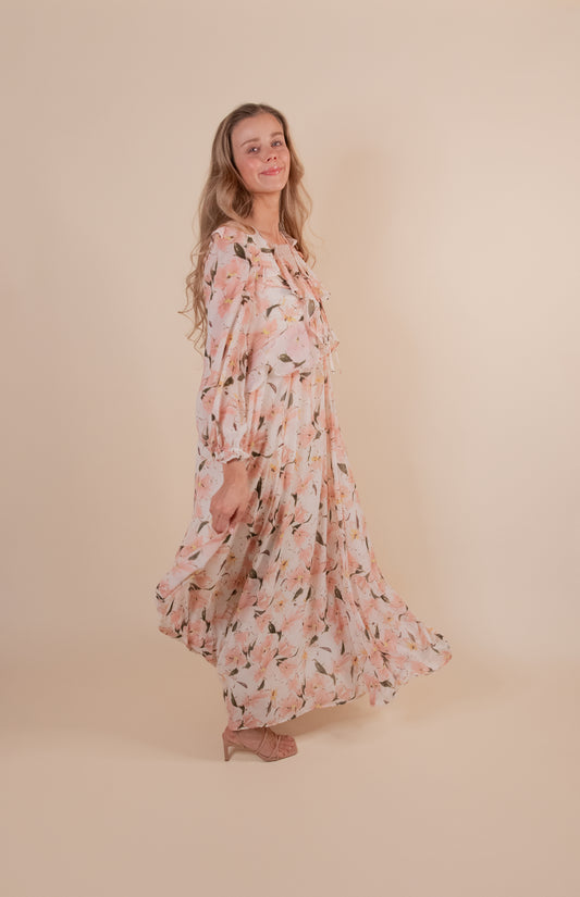 The Eden Floral Maxi Dress in Creme Floral