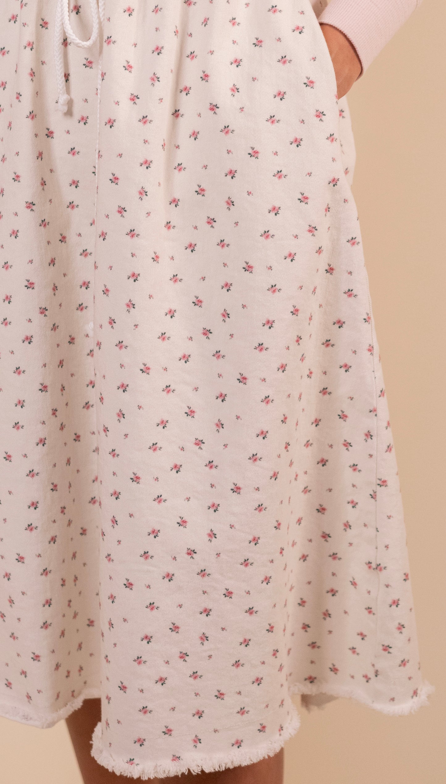 The Annie Denim Skirt in Cream Floral