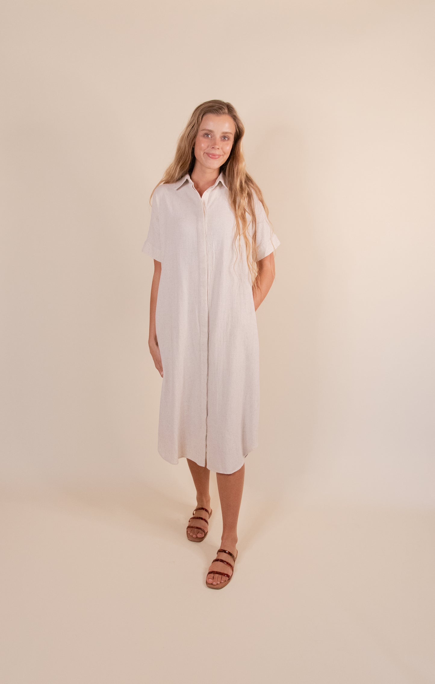 The Blake Linen Blend Dress in Oatmeal