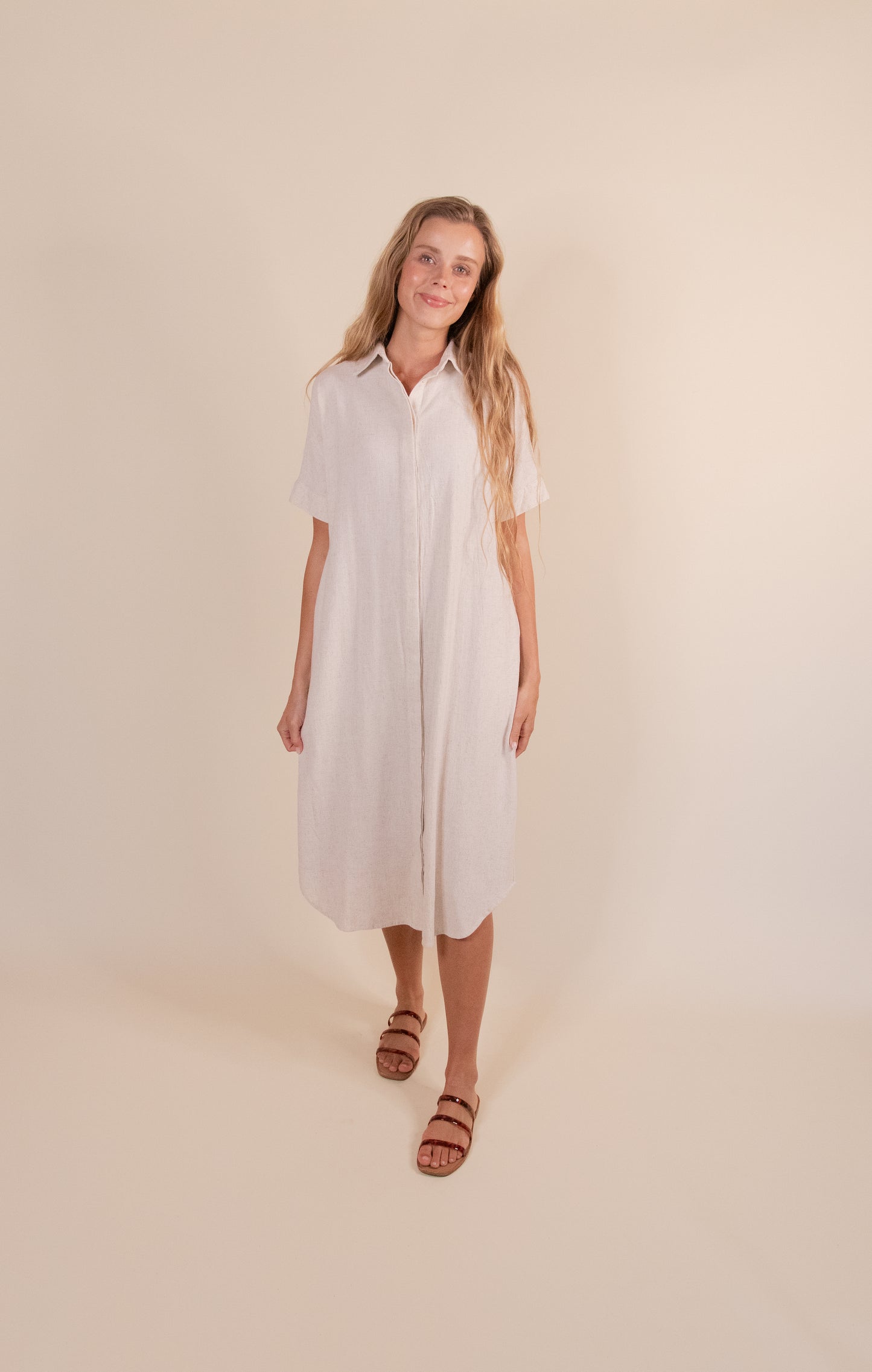 The Blake Linen Blend Dress in Oatmeal