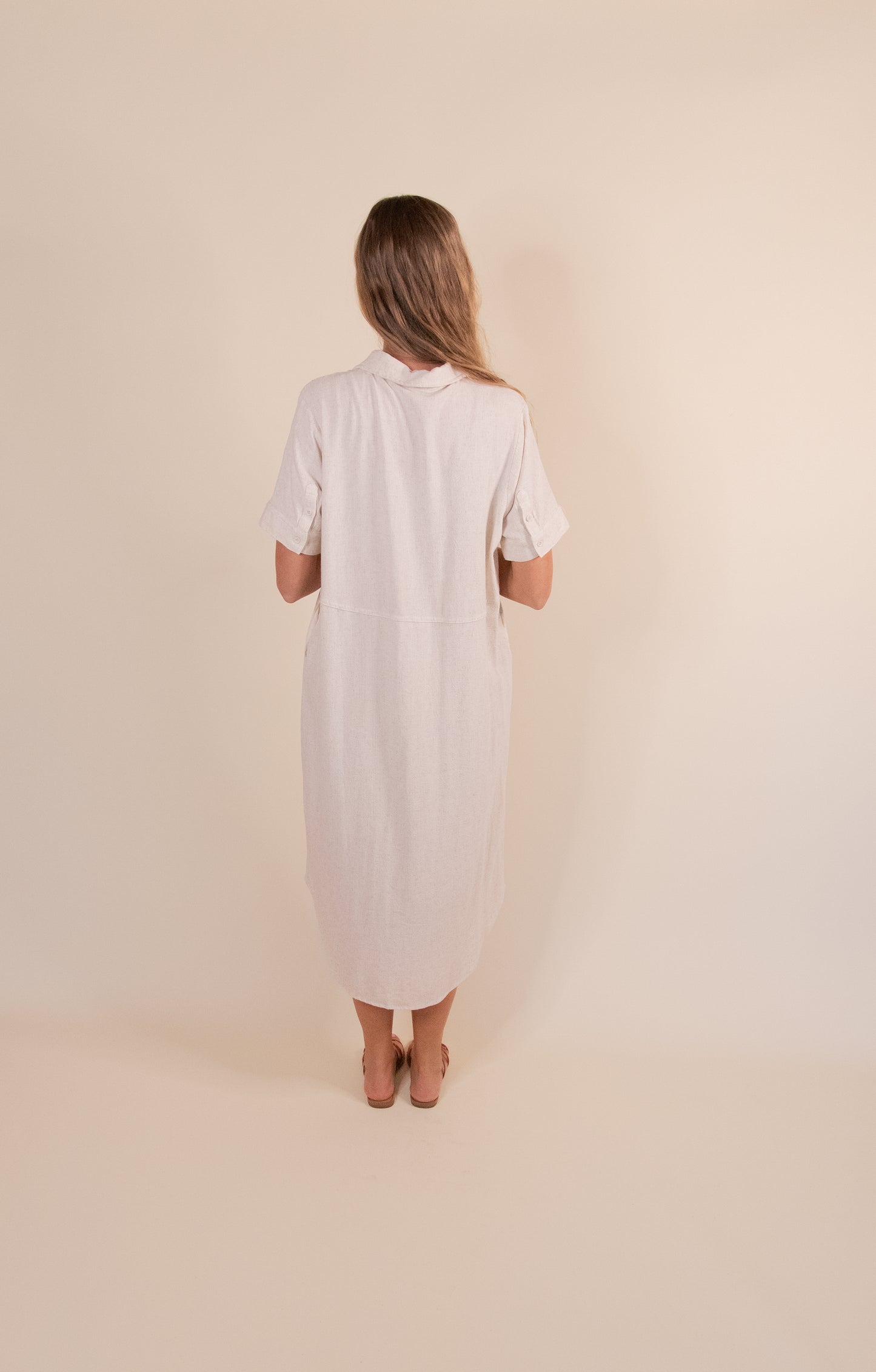 The Blake Linen Blend Dress in Oatmeal