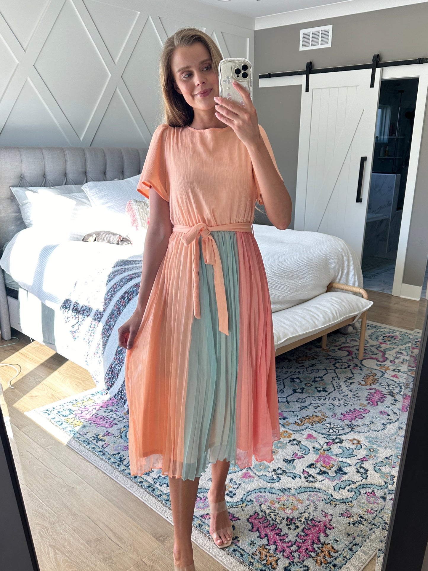 The Emery Pleated Chiffon Dress