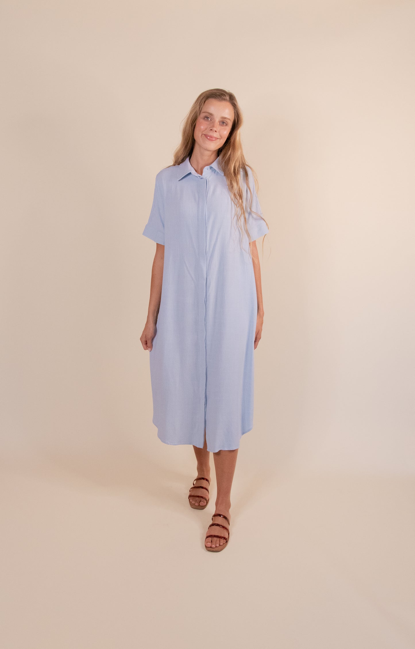 The Blake Linen Blend Dress in Chambray