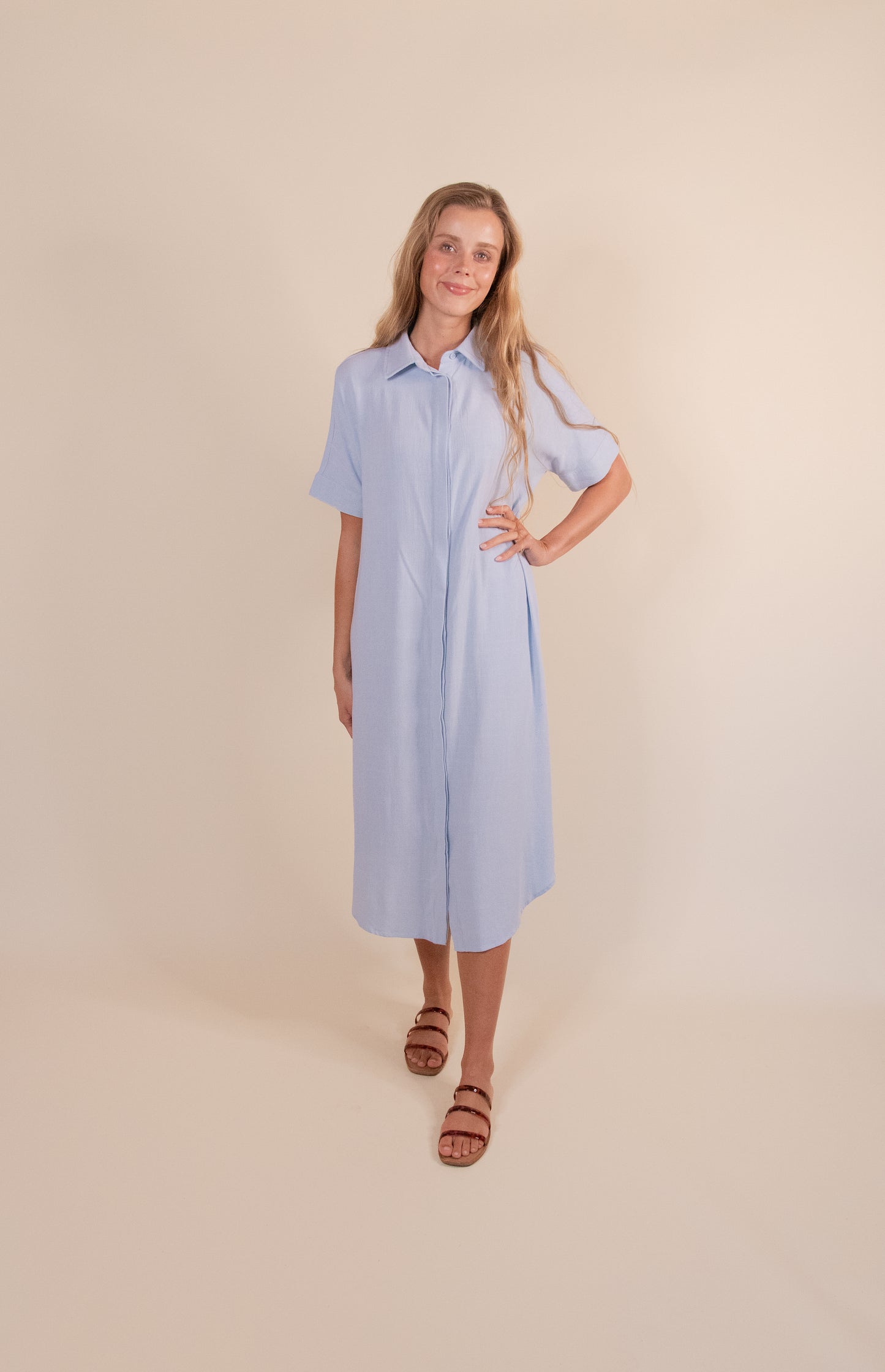 The Blake Linen Blend Dress in Chambray