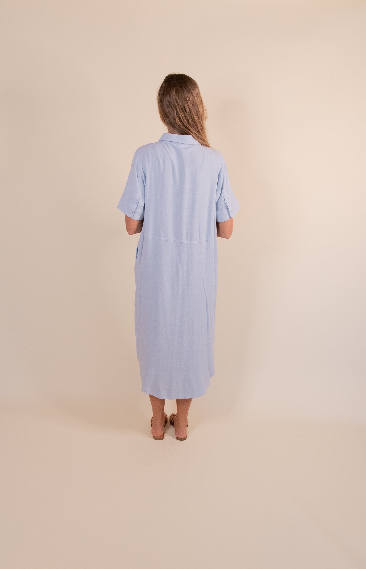 The Blake Linen Blend Dress in Chambray
