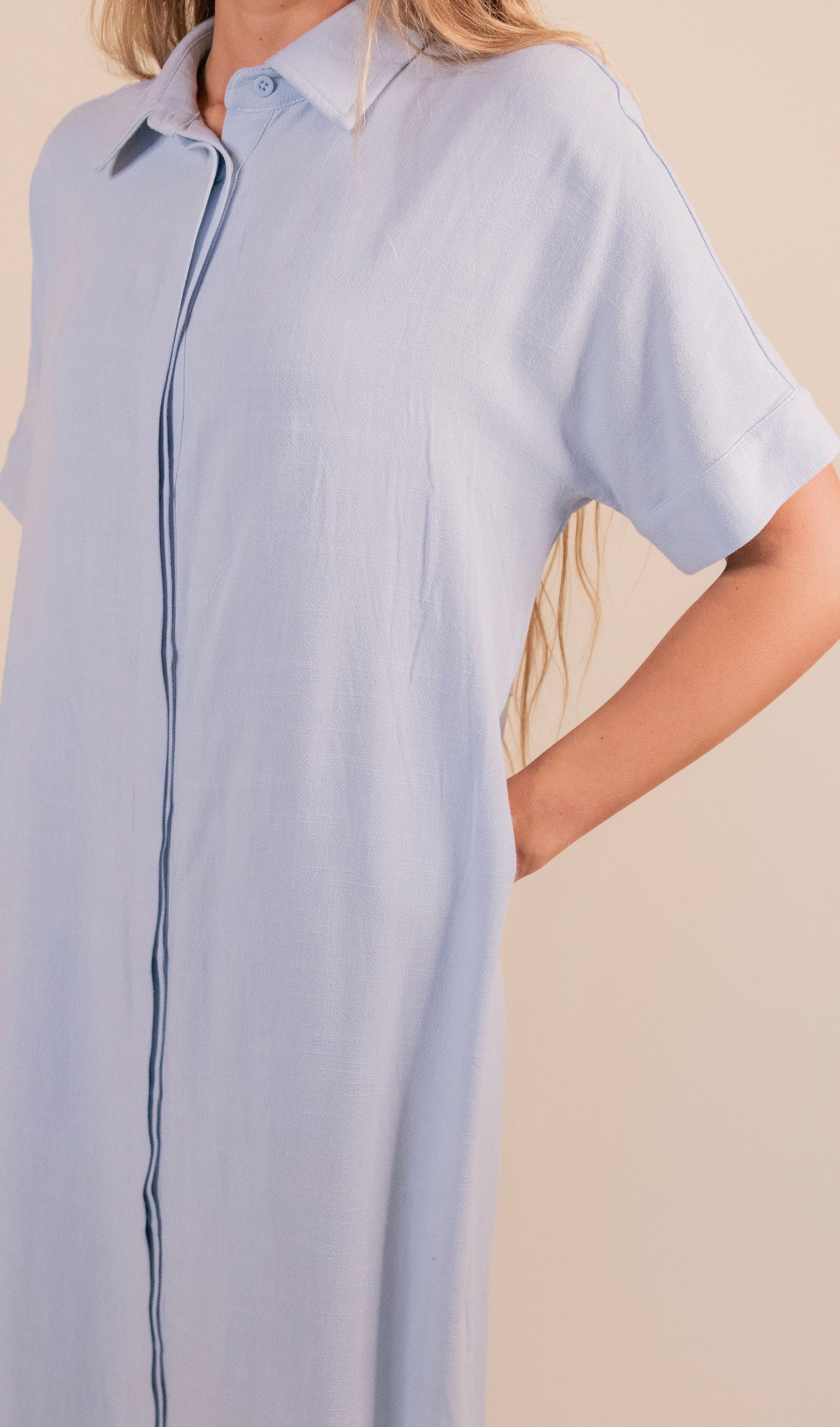 The Blake Linen Blend Dress in Chambray
