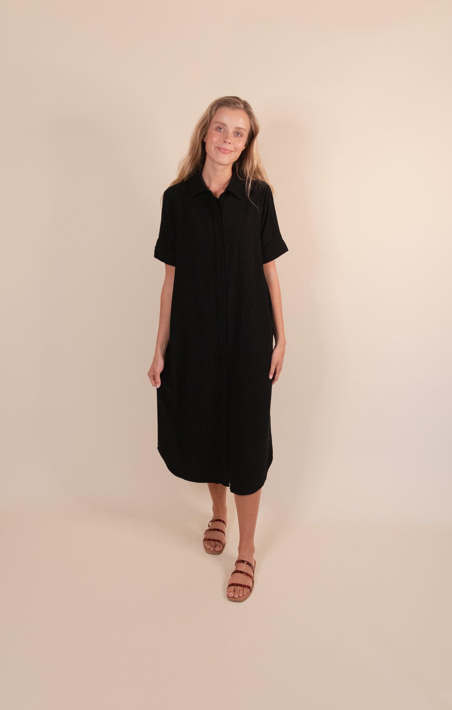 The Blake Linen Blend Dress in Black