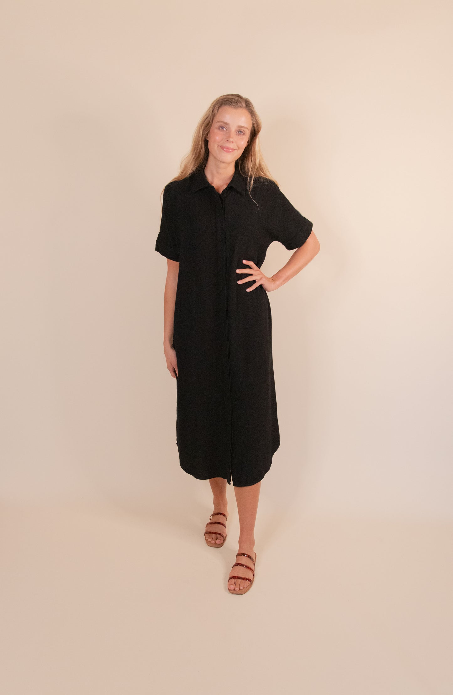 The Blake Linen Blend Dress in Black