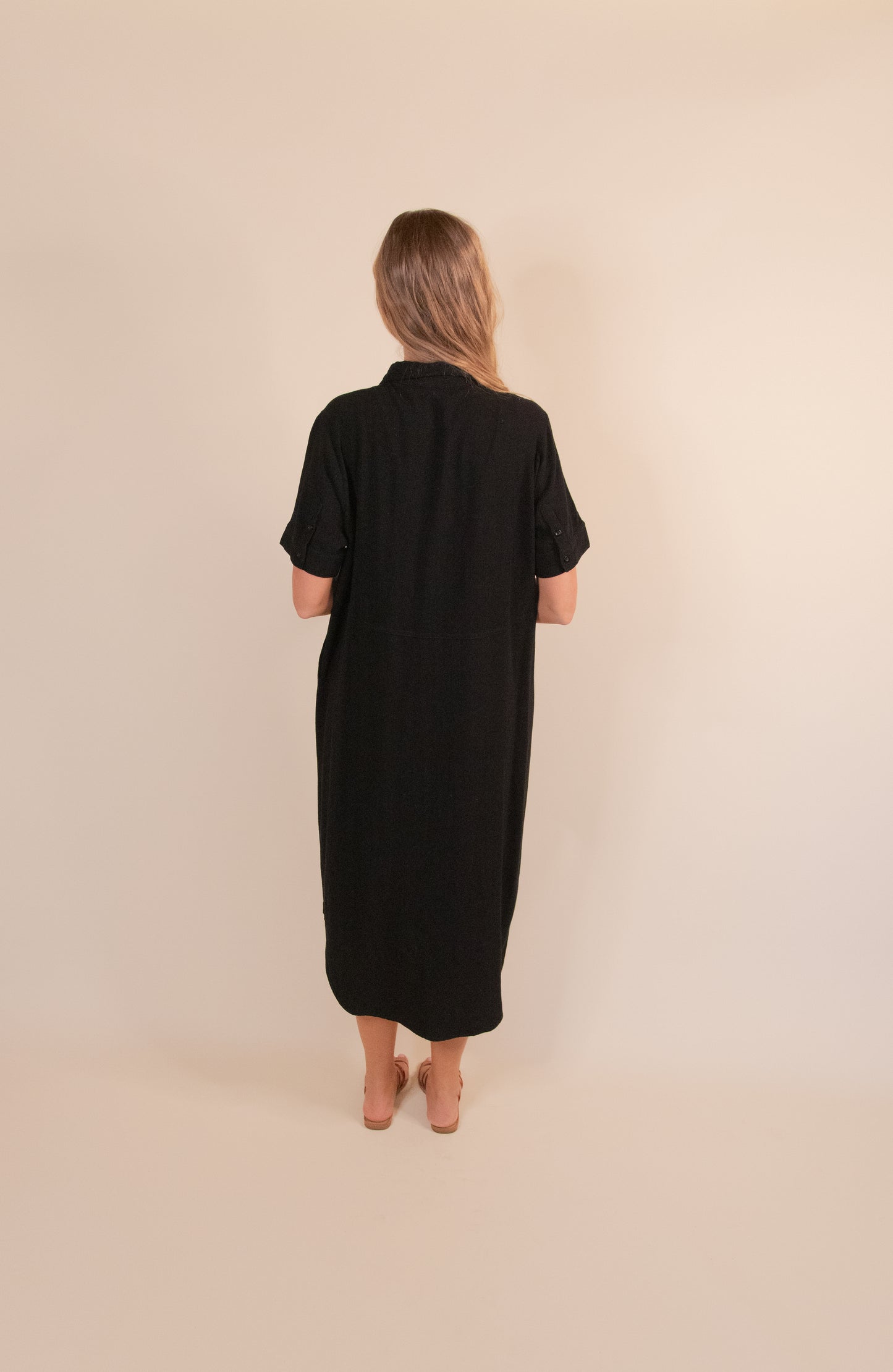 The Blake Linen Blend Dress in Black