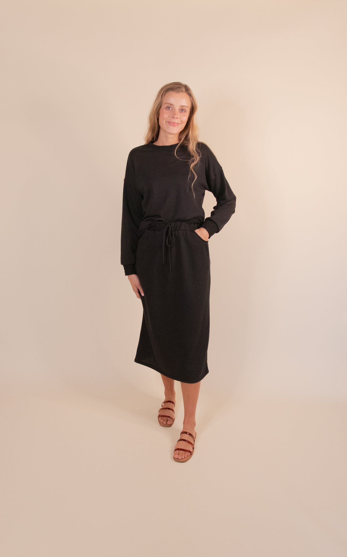 The Kennedy Lounge Set in Black Knit ** SKIRT ONLY