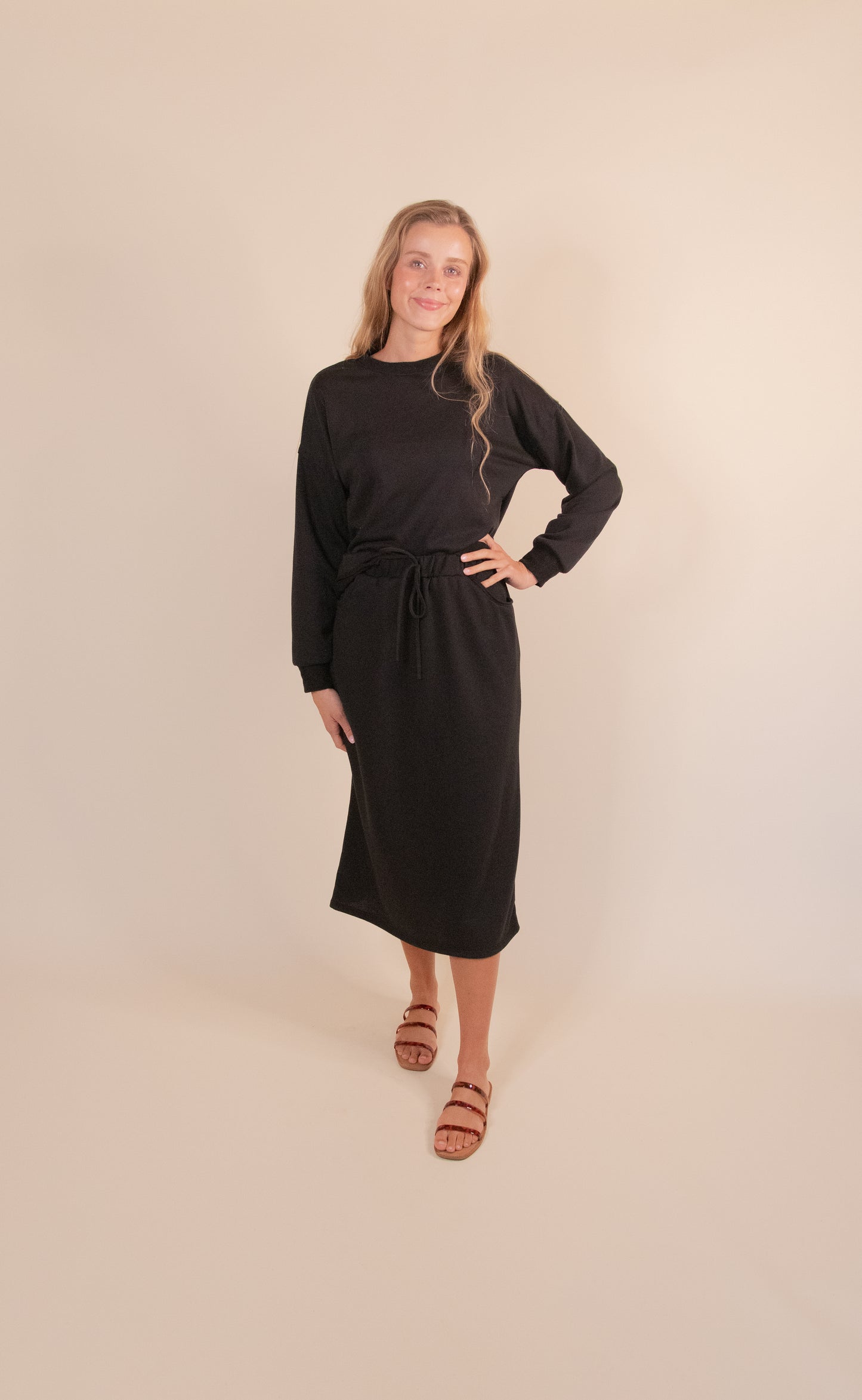 The Kennedy Lounge Set in Black Knit ** SKIRT ONLY