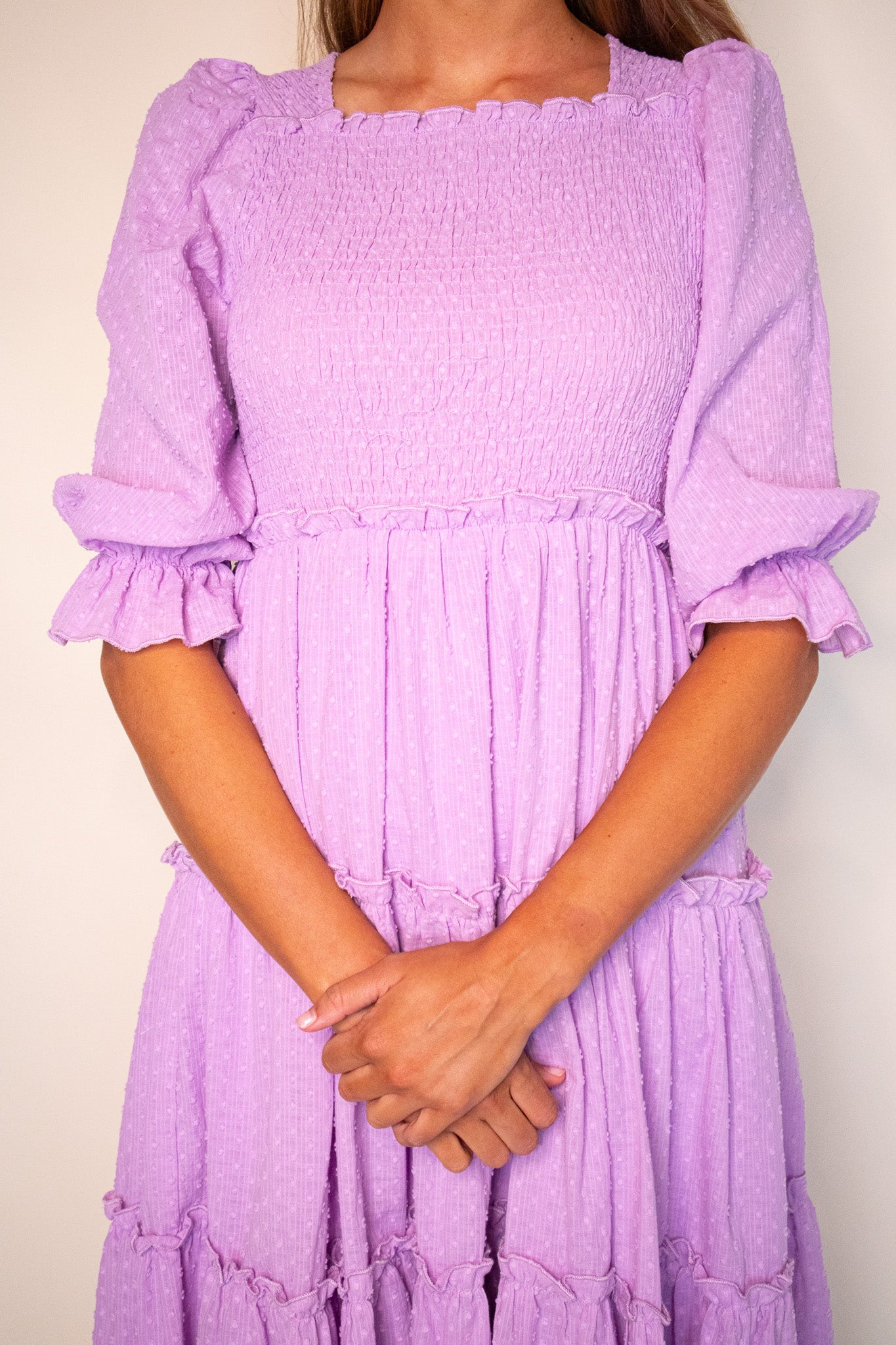 RESTOCKED - The Lexi Smocked Midi in Lavender