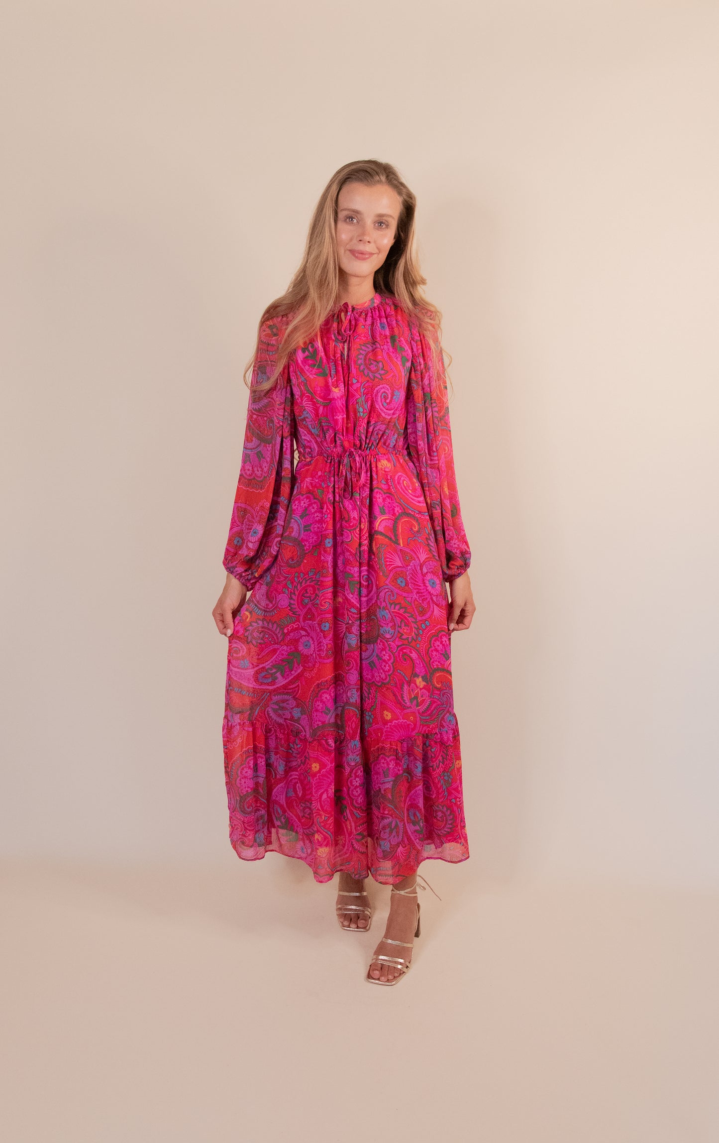 The Lexi Floral Maxi Dress in Fucshia