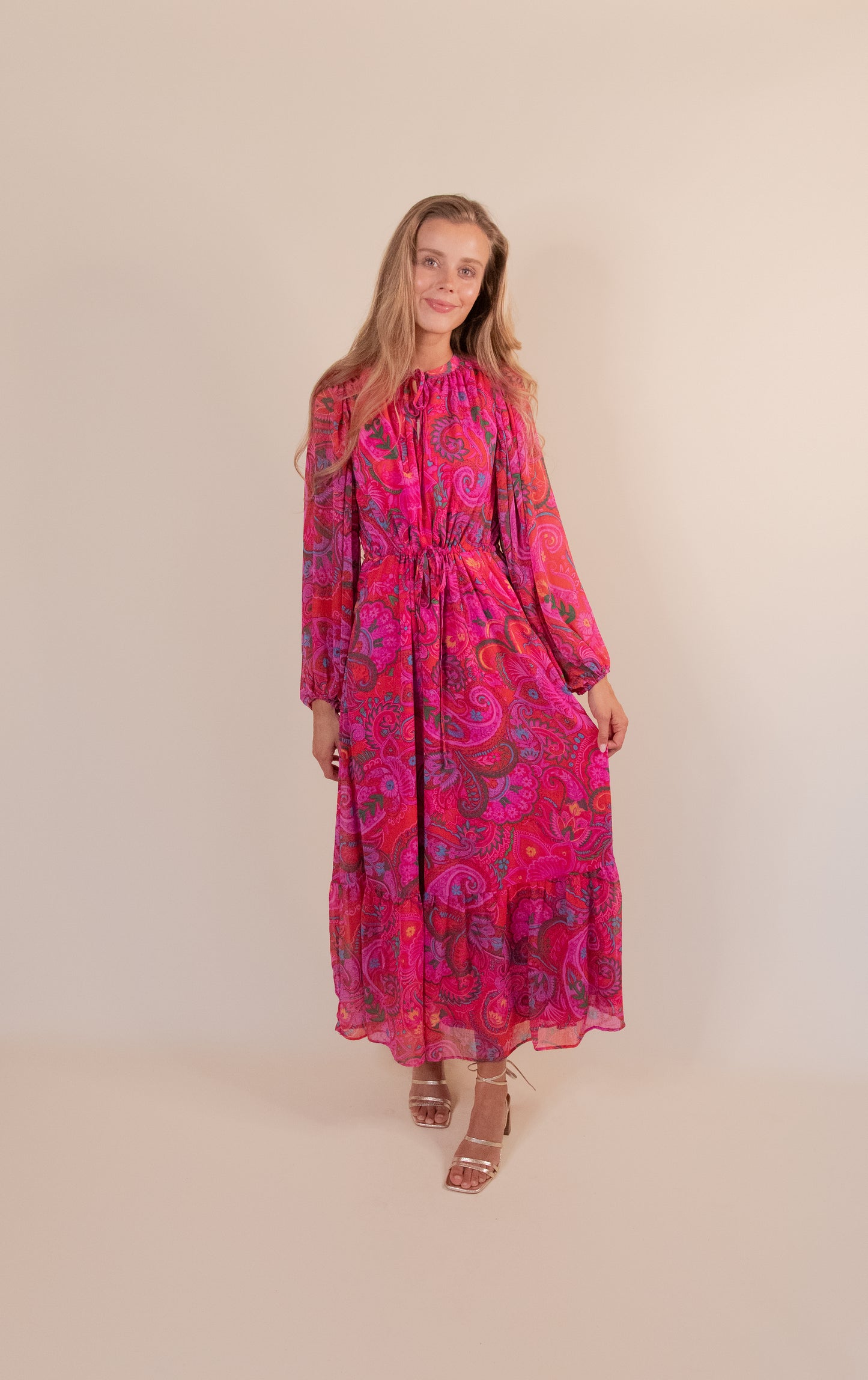 The Lexi Floral Maxi Dress in Fucshia