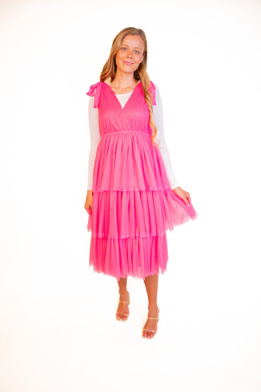 The Sofia Tulle Dress in Fucshia