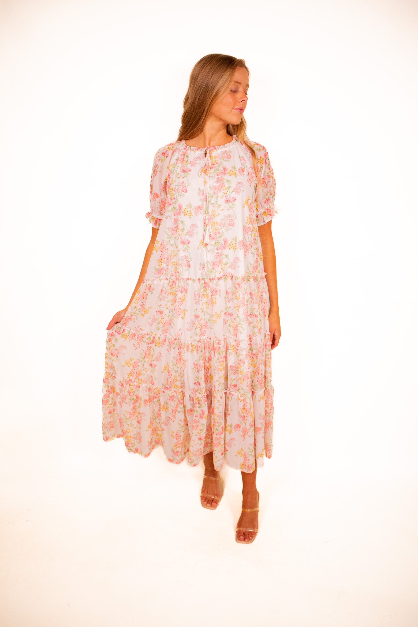 The Mia Boho Dress in Pink Floral