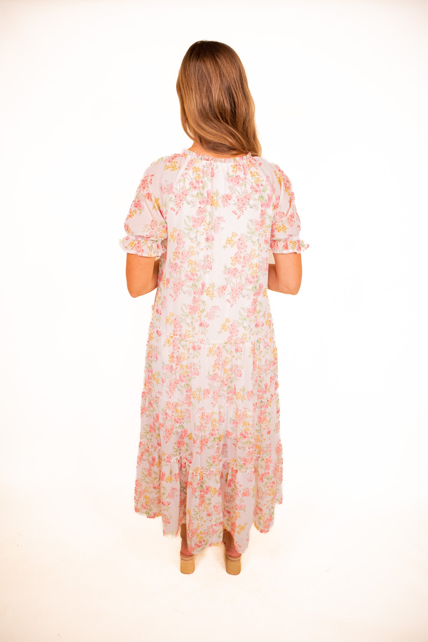 The Mia Boho Dress in Pink Floral