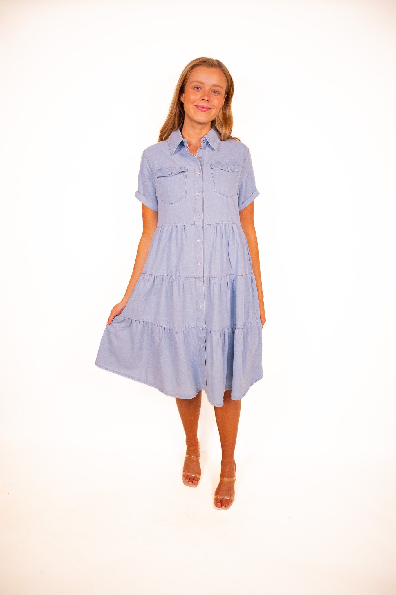 RESTOCKED - The Dorothy Denim Dress in Blue