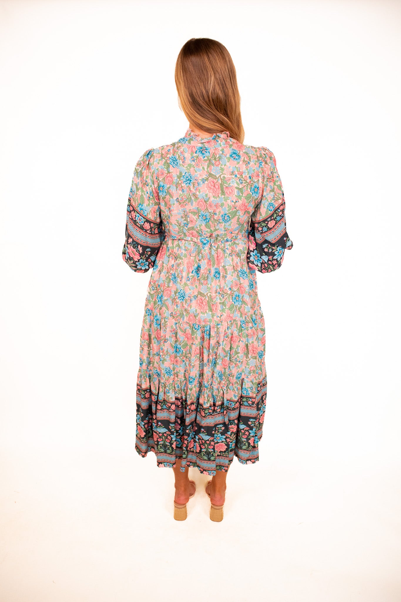 The Hazel Boho Dress in Teal Floral