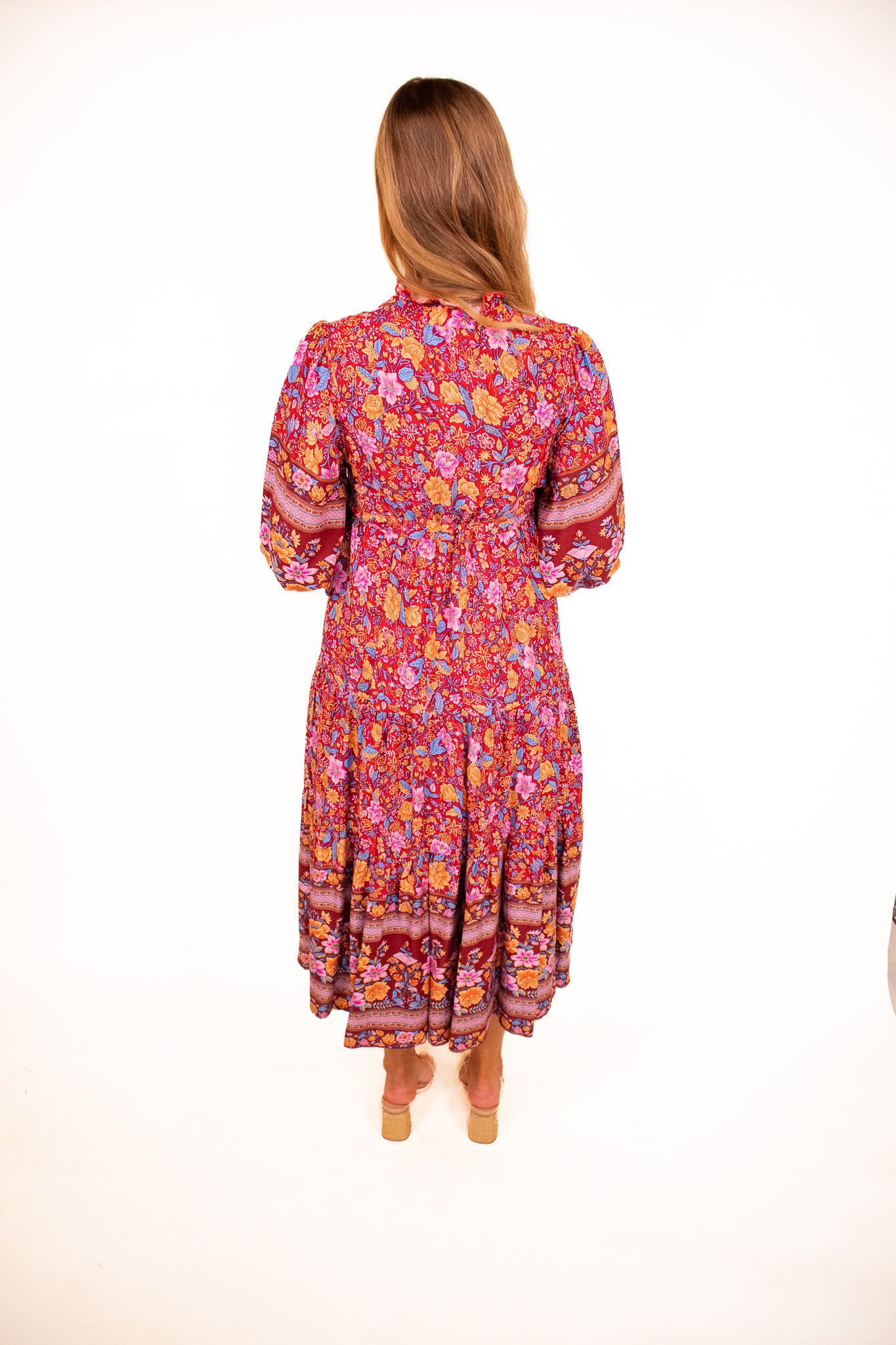 The Hazel Boho Dress in Wine Floral