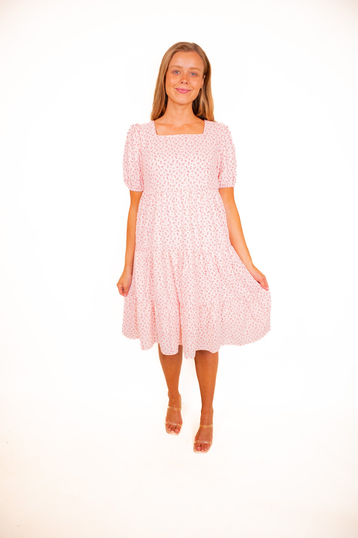 The Caroline Babydoll Dress in Pink Floral