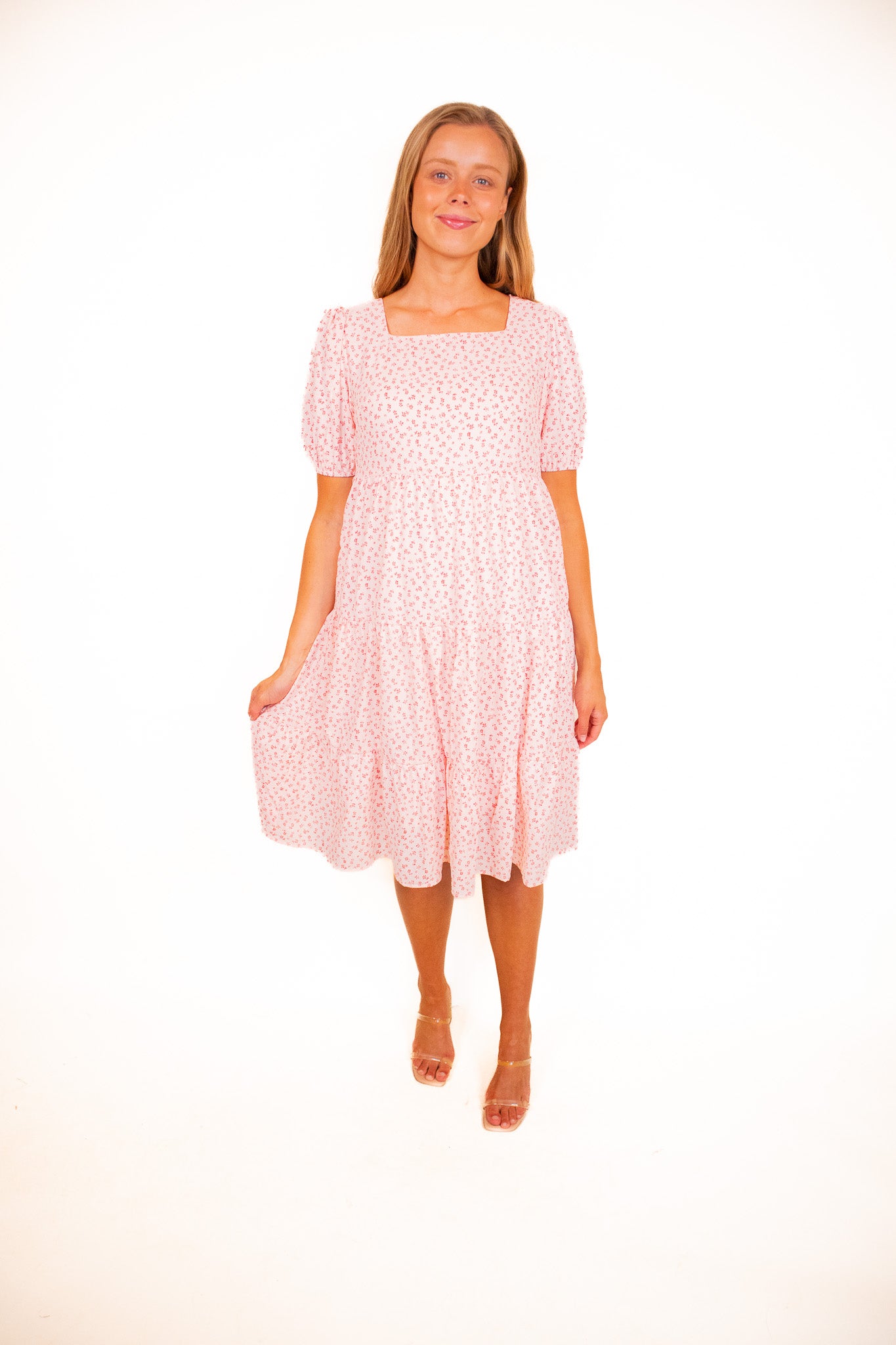 The Caroline Babydoll Dress in Pink Floral