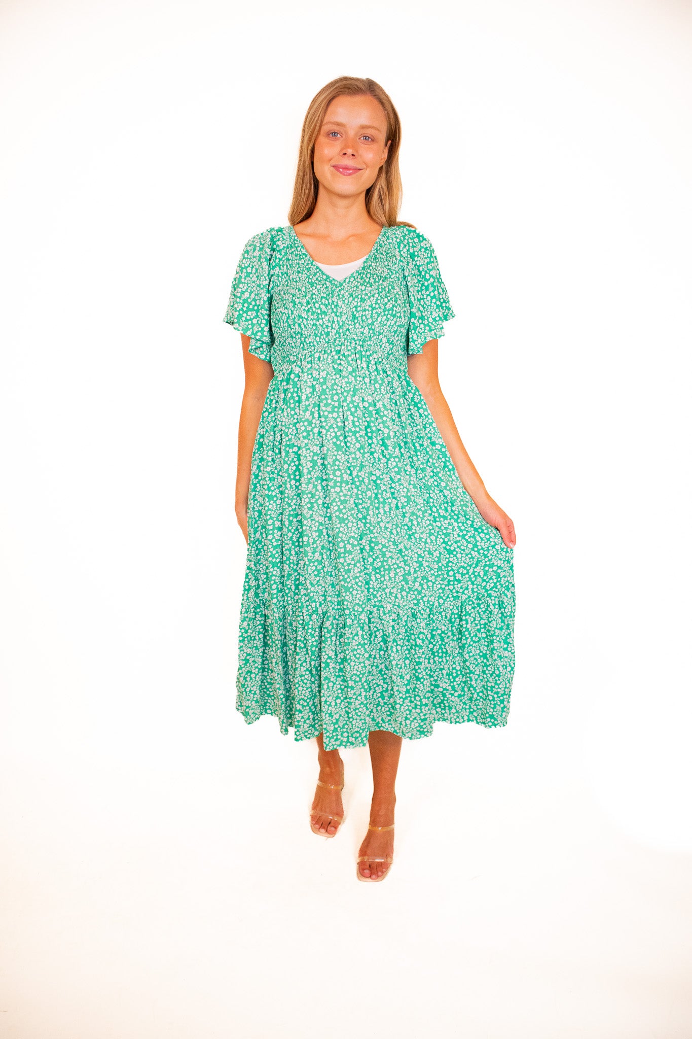 The Libby Dress in Green Floral