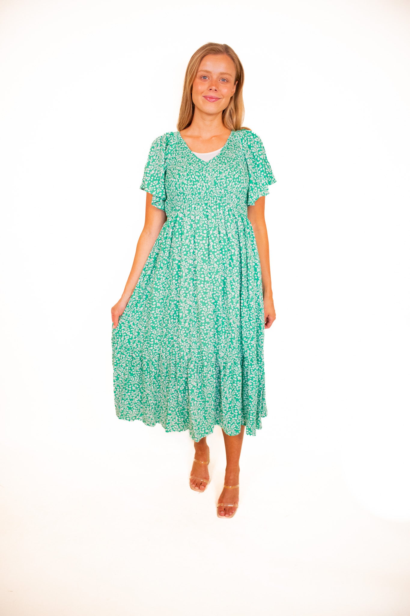 The Libby Dress in Green Floral