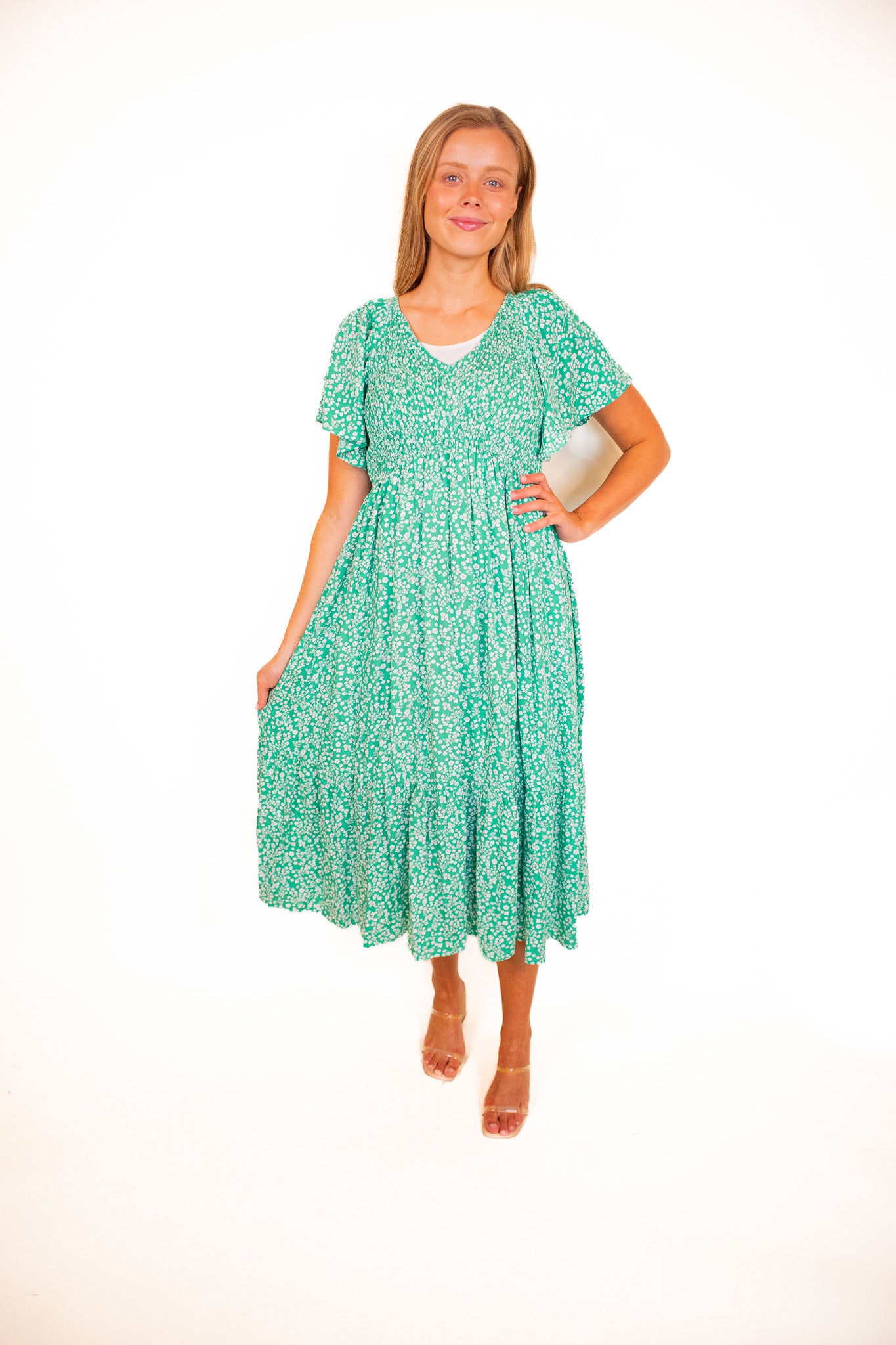 The Libby Dress in Green Floral