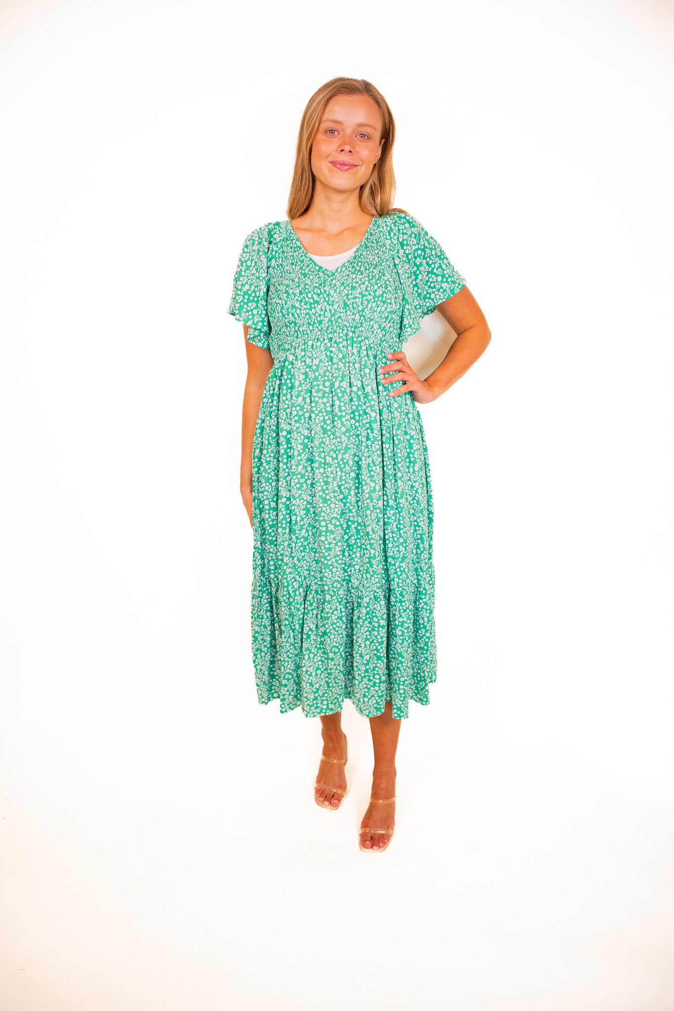 The Libby Dress in Green Floral