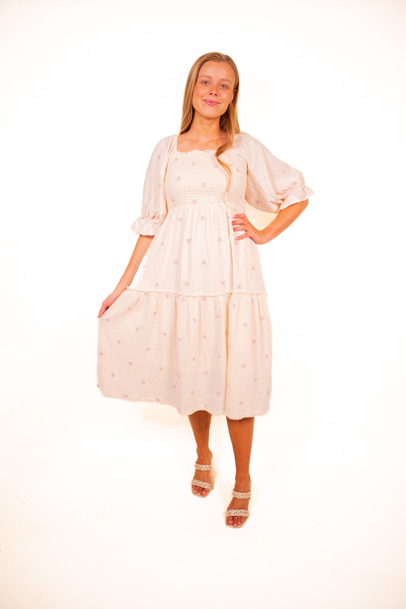 The Grace Smocked Embroidered Dress