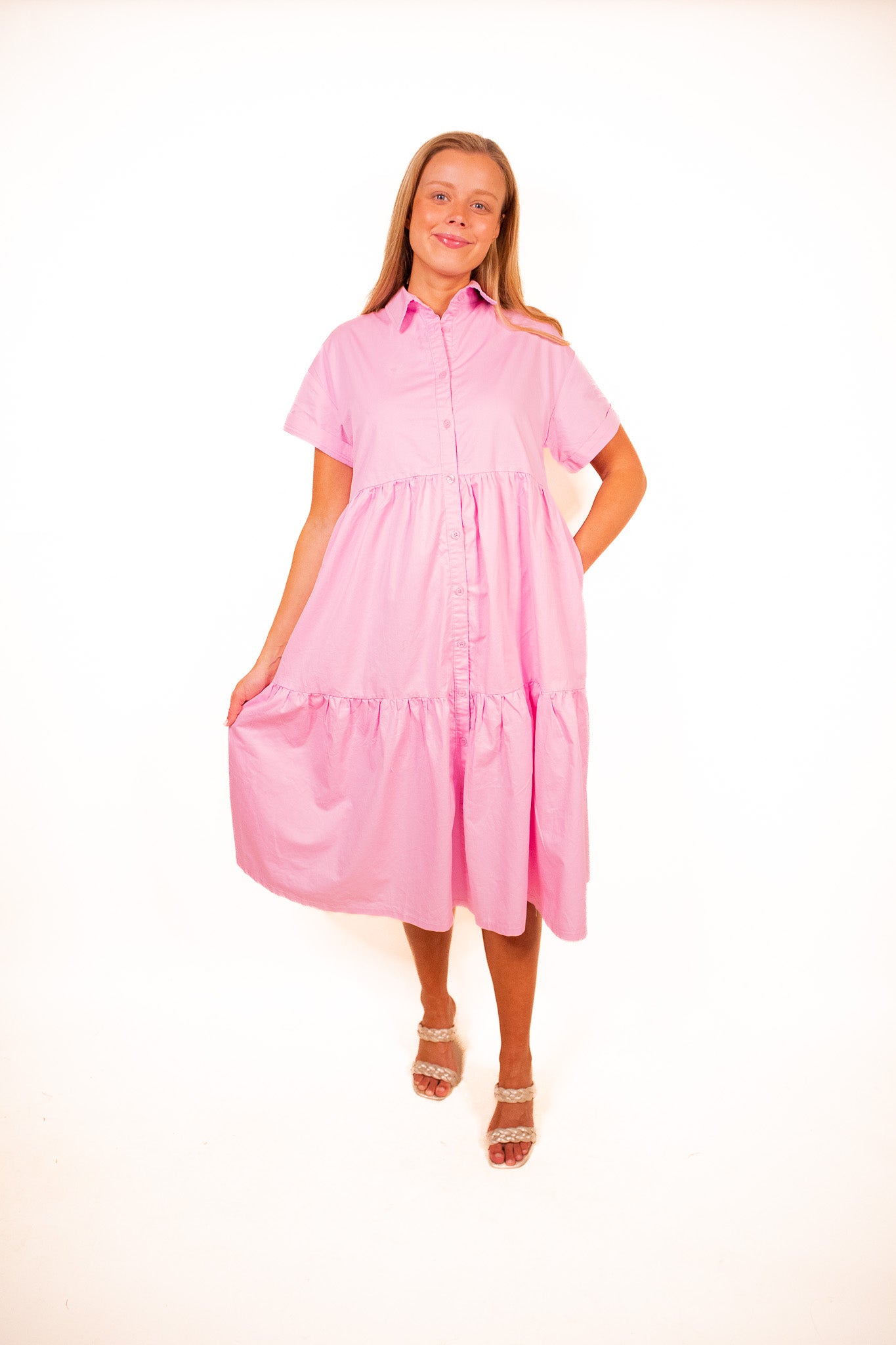 The Kenley Collar Dress in Baby Pink