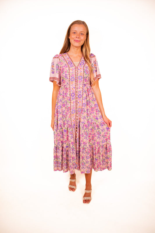 The Allie Boho Dress in Pink Floral