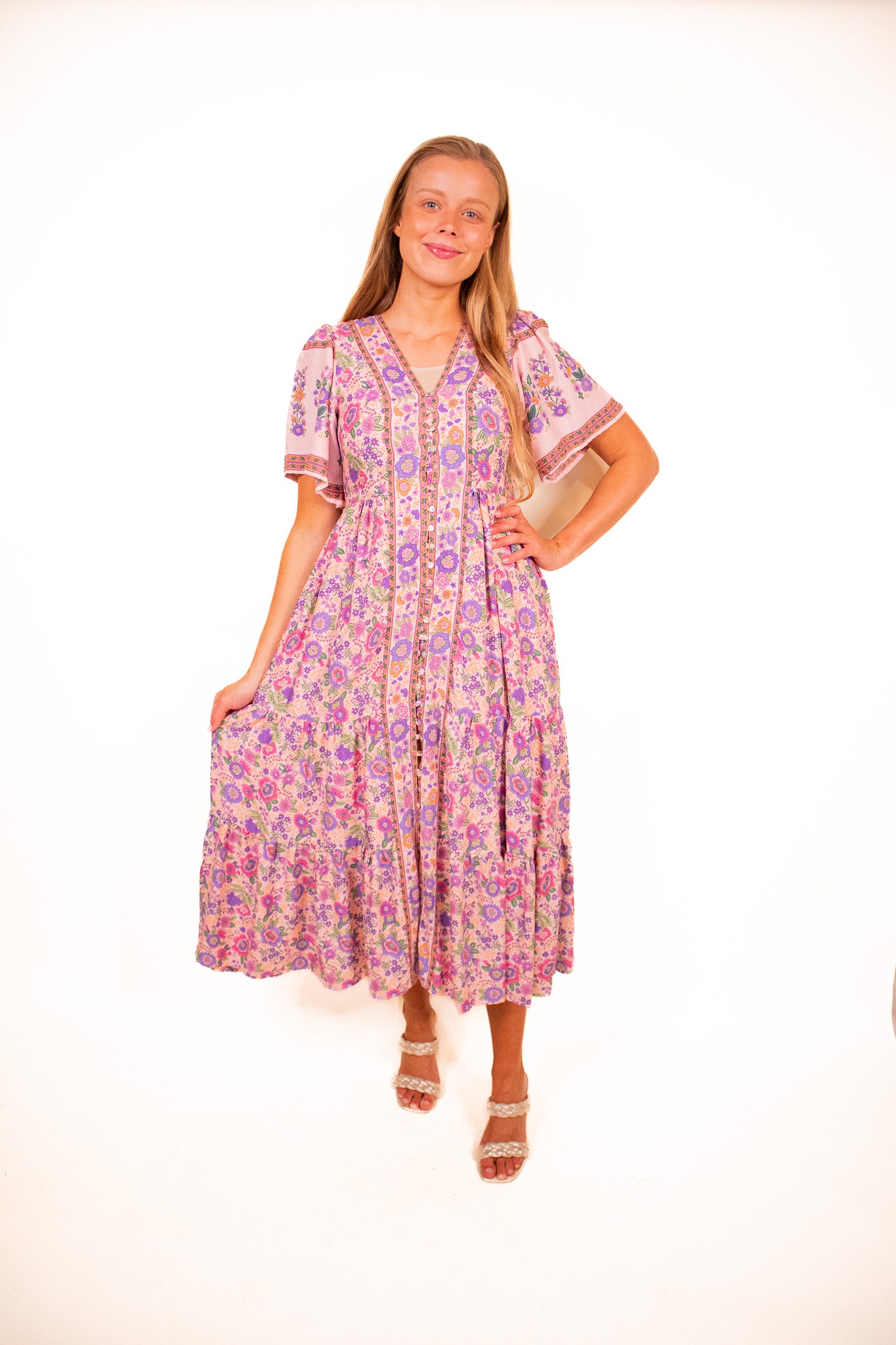 The Allie Boho Dress in Pink Floral