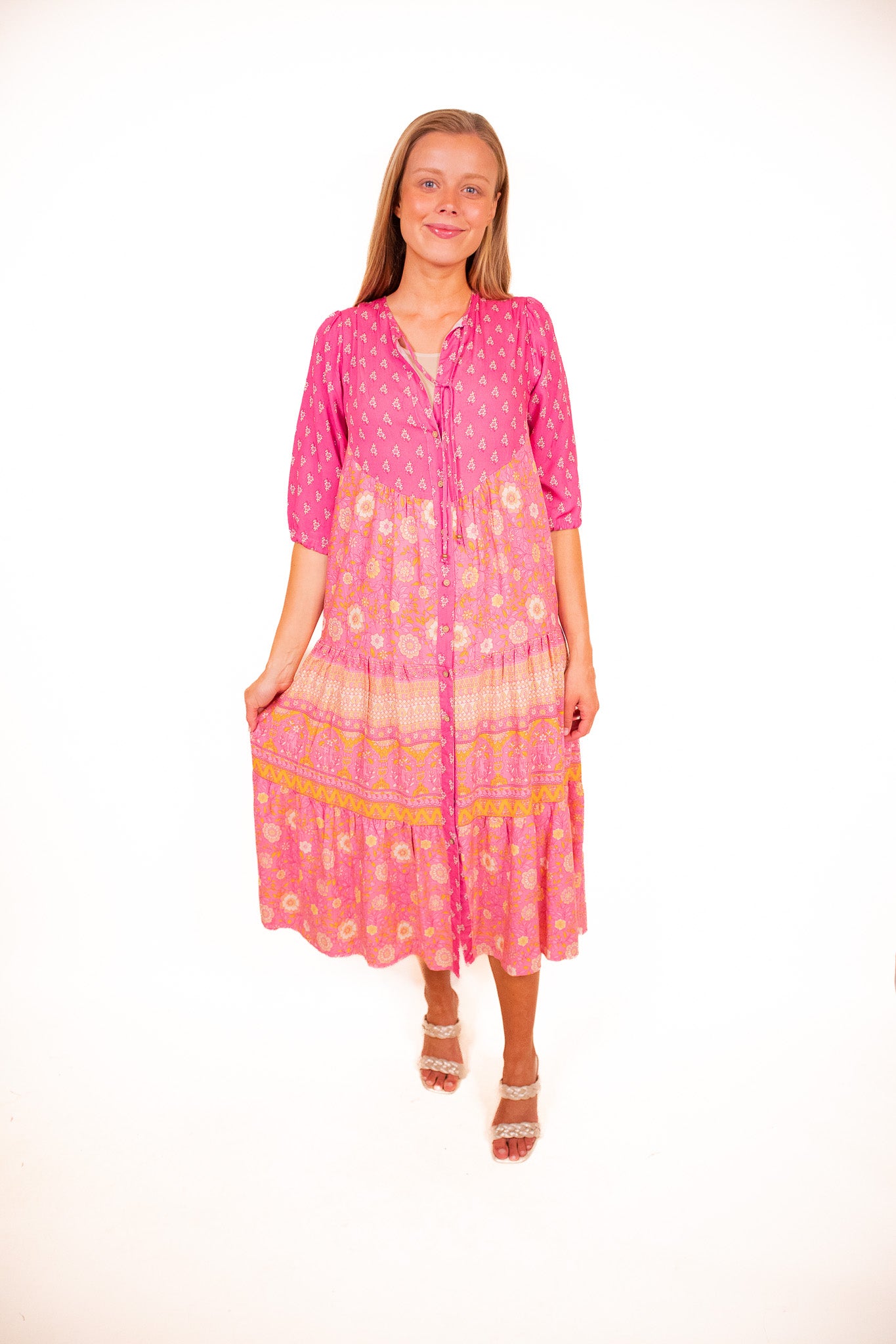 The Jade Boho Dress in Fuchsia