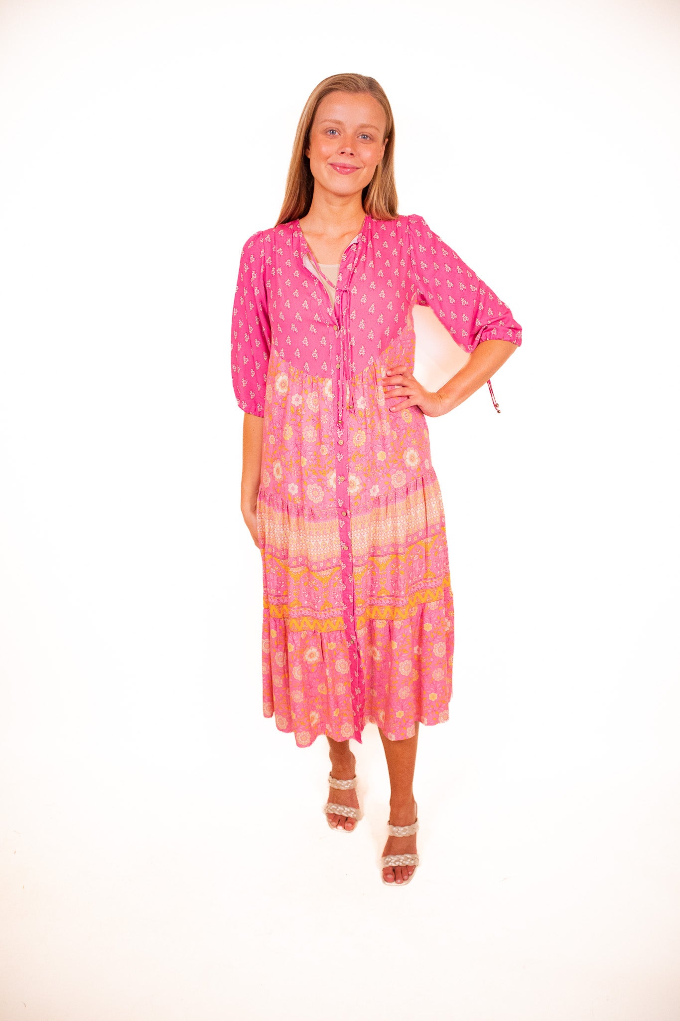 The Jade Boho Dress in Fuchsia