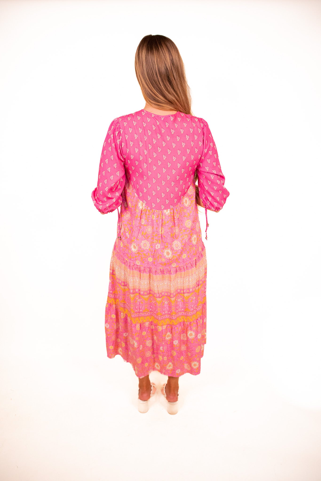 The Jade Boho Dress in Fuchsia