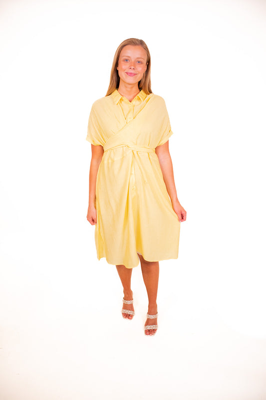 The Emma Wrap Top Dress in Yellow