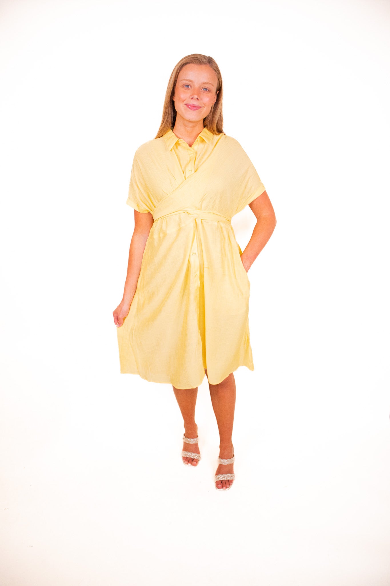 The Emma Wrap Top Dress in Yellow