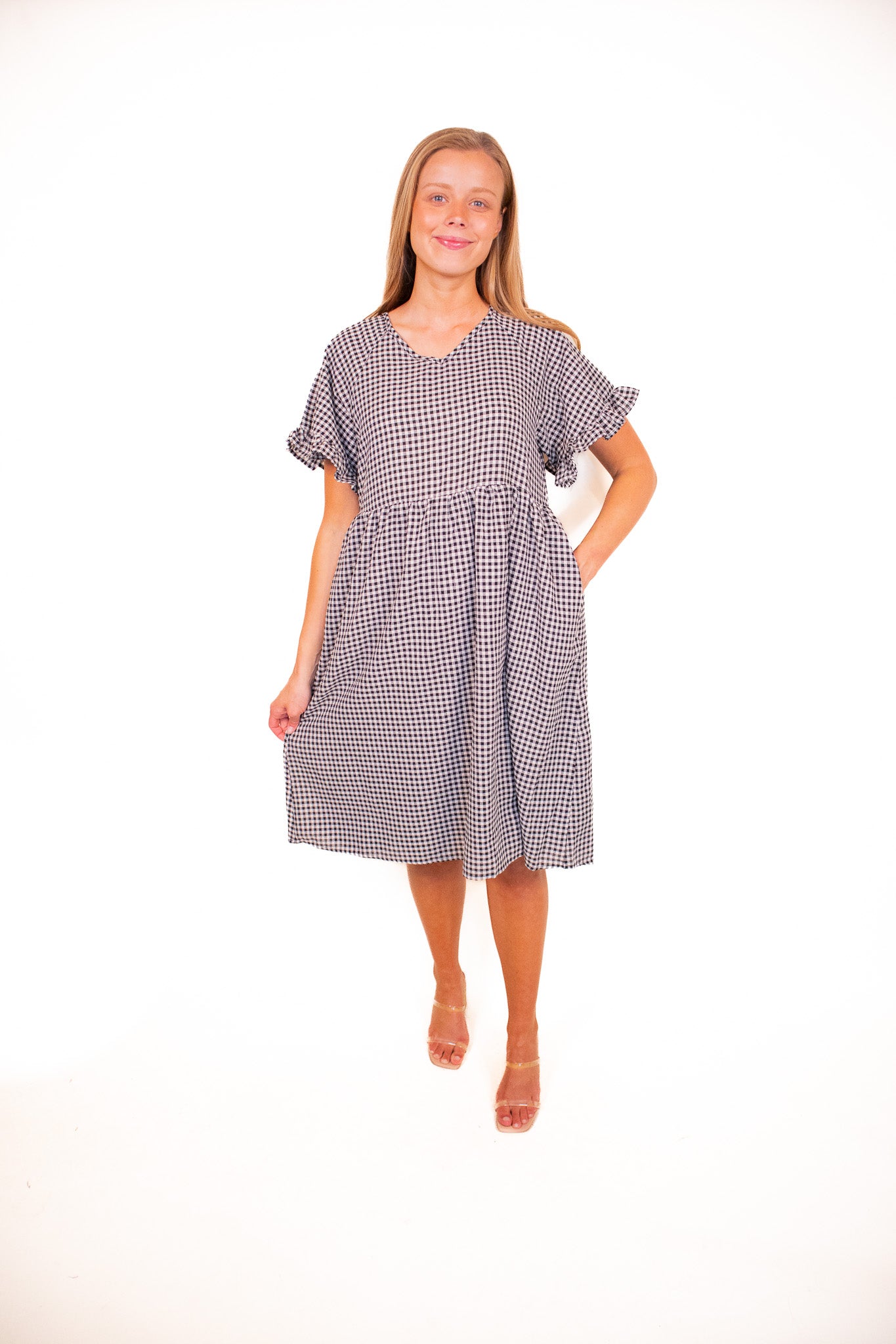 The Piper Gingham Picnic Dress in Black