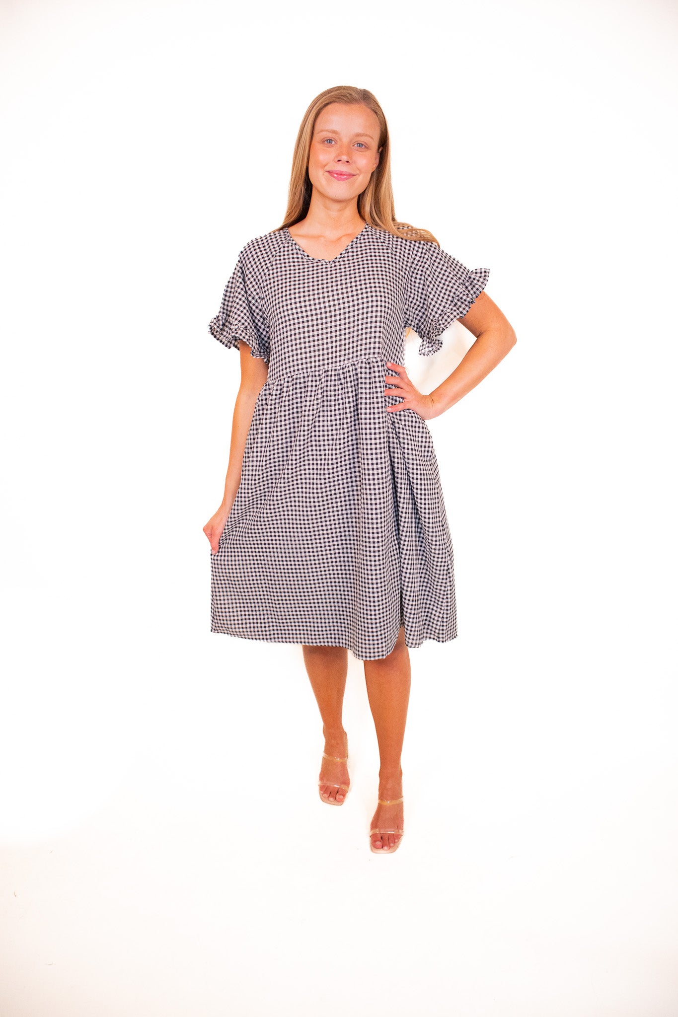 The Piper Gingham Picnic Dress in Black