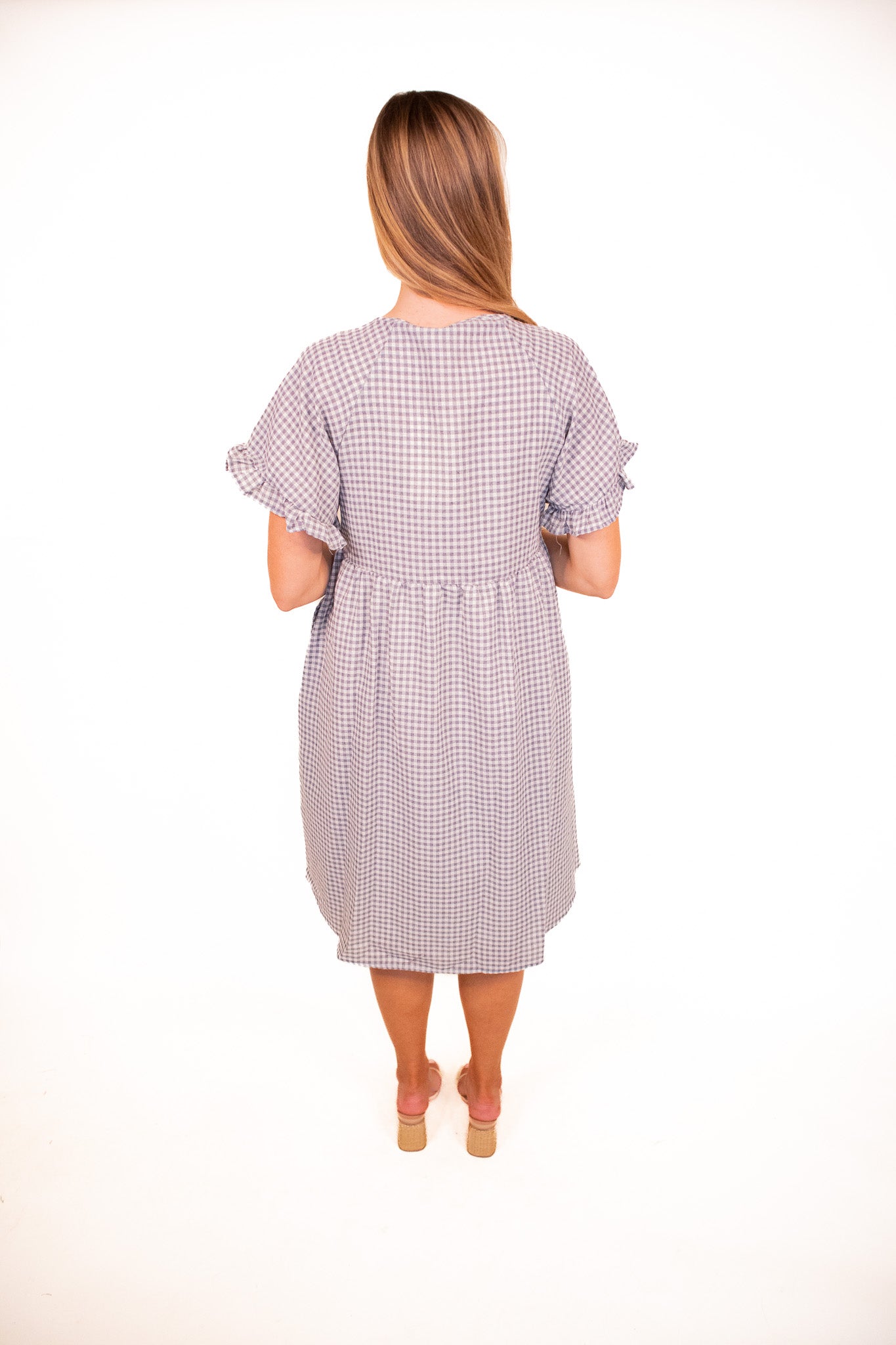 The Piper Gingham Picnic Dress in Grey