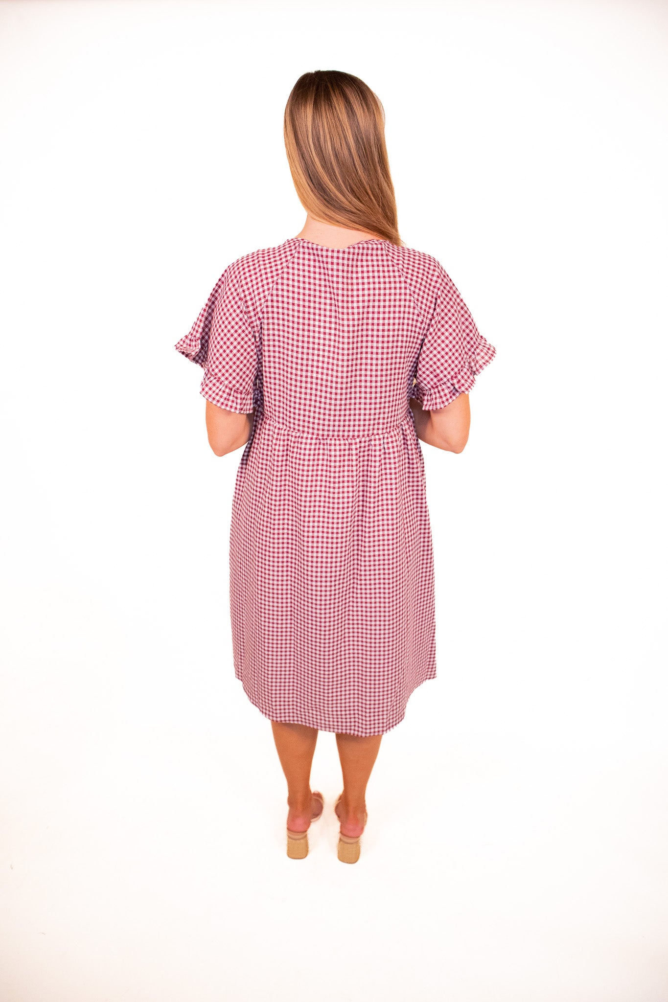 The Piper Gingham Picnic Dress in Burgundy