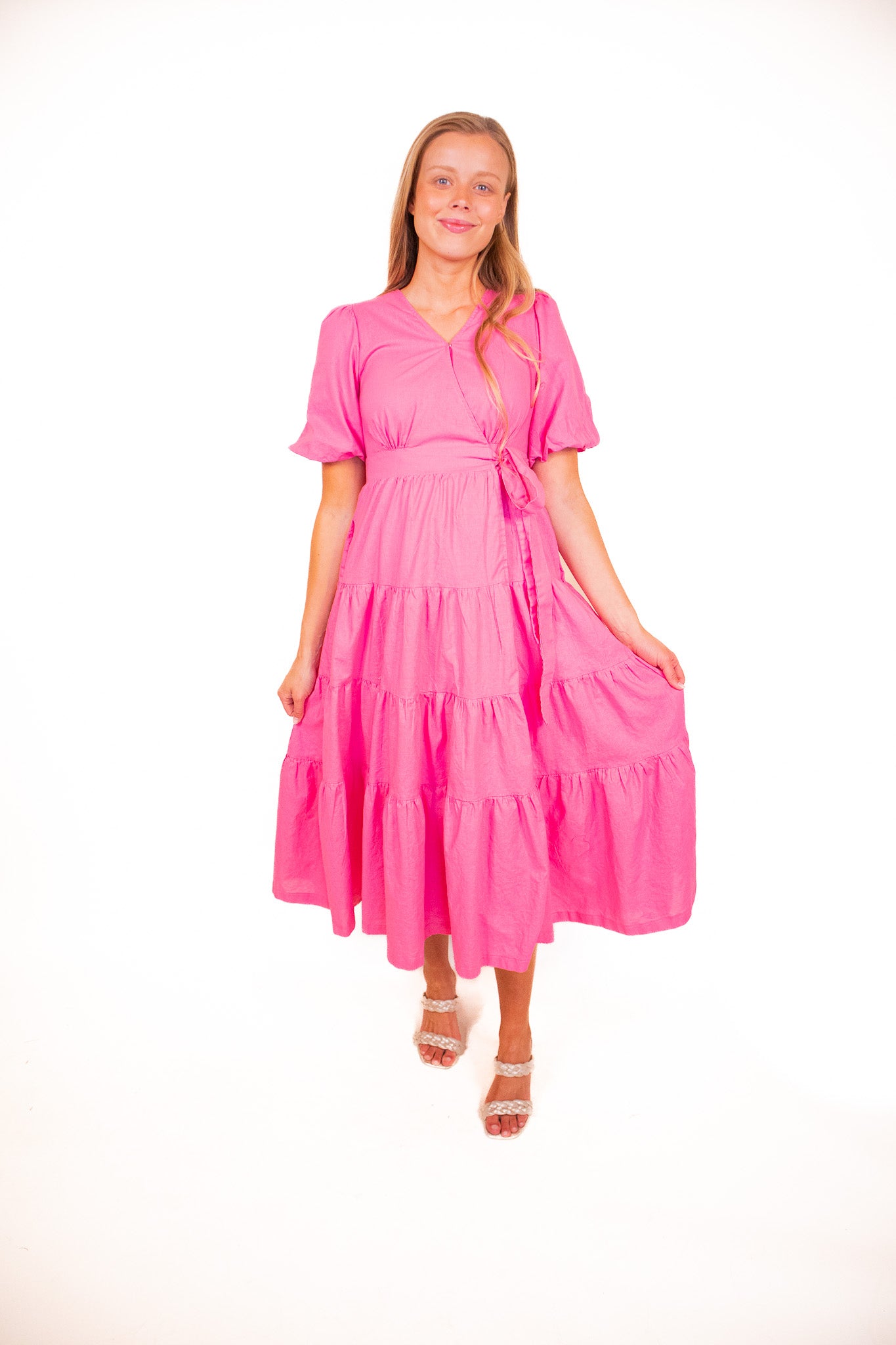 The Amelia Wrap Dress in Fuchsia